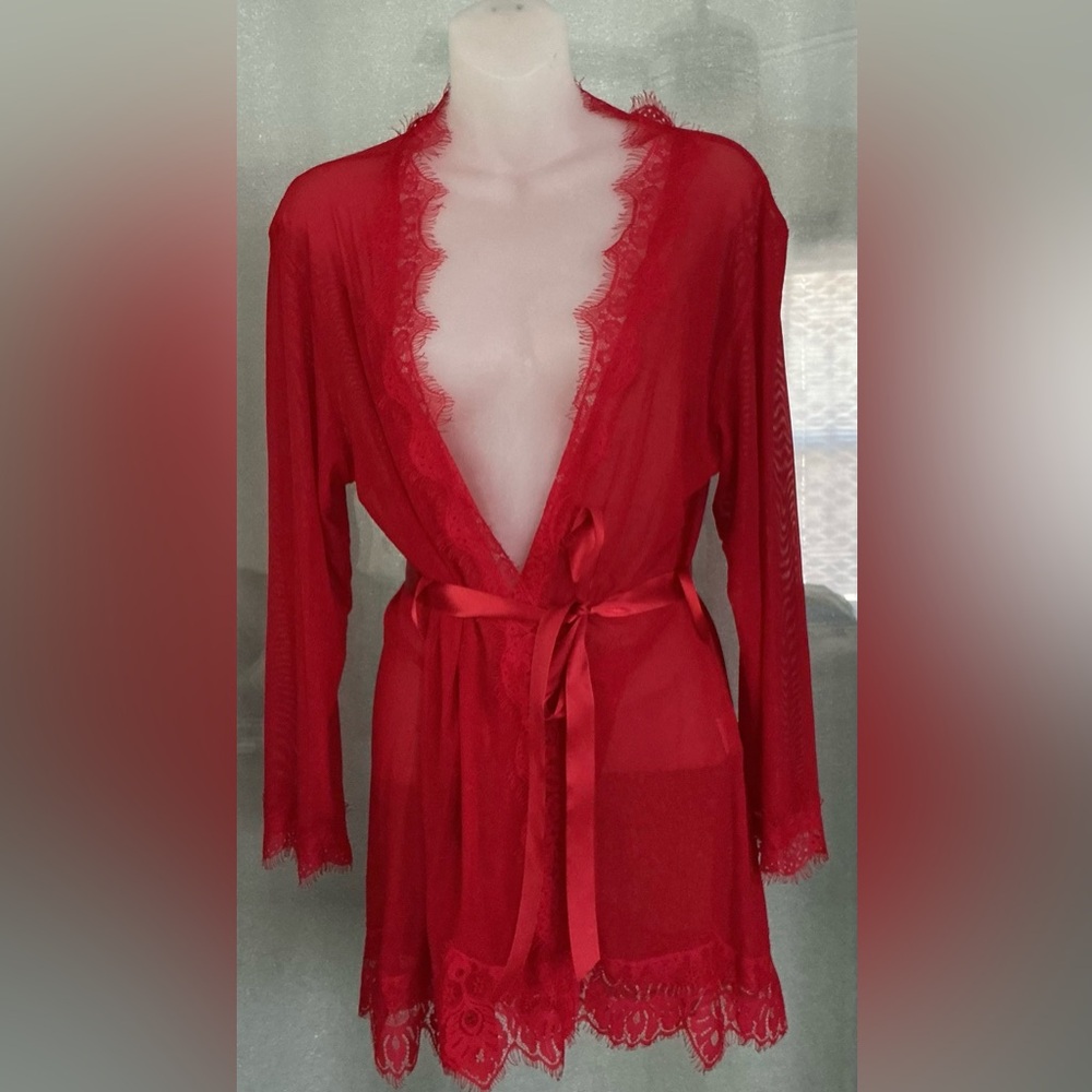Avidlove Lace Robe With Matching Thong